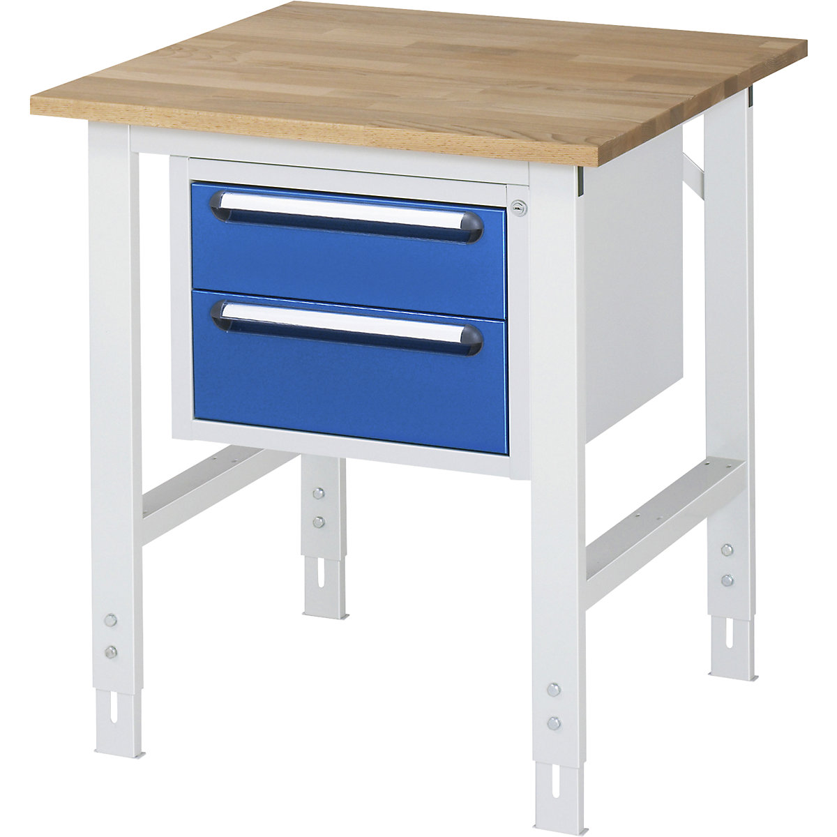 Masă de lucru cu dulap cu sertare, casetieră cu cadru, cu 2 sertare 1 x 150, 1 x 180 mm, lăț. x ad. 750 x 800 mm, blat F, grosime 25 mm-0