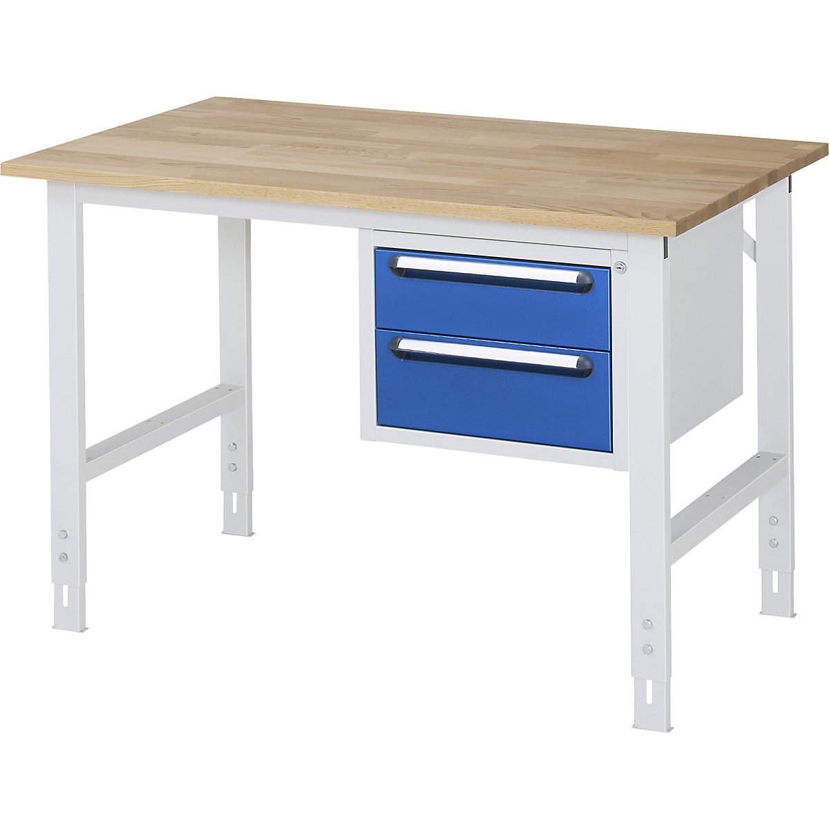 Masă de lucru cu dulap cu sertare, casetieră cu cadru, cu 2 sertare 1 x 150, 1 x 180 mm, lăț. x ad. 1250 x 800 mm, blat F, grosime 25 mm-0