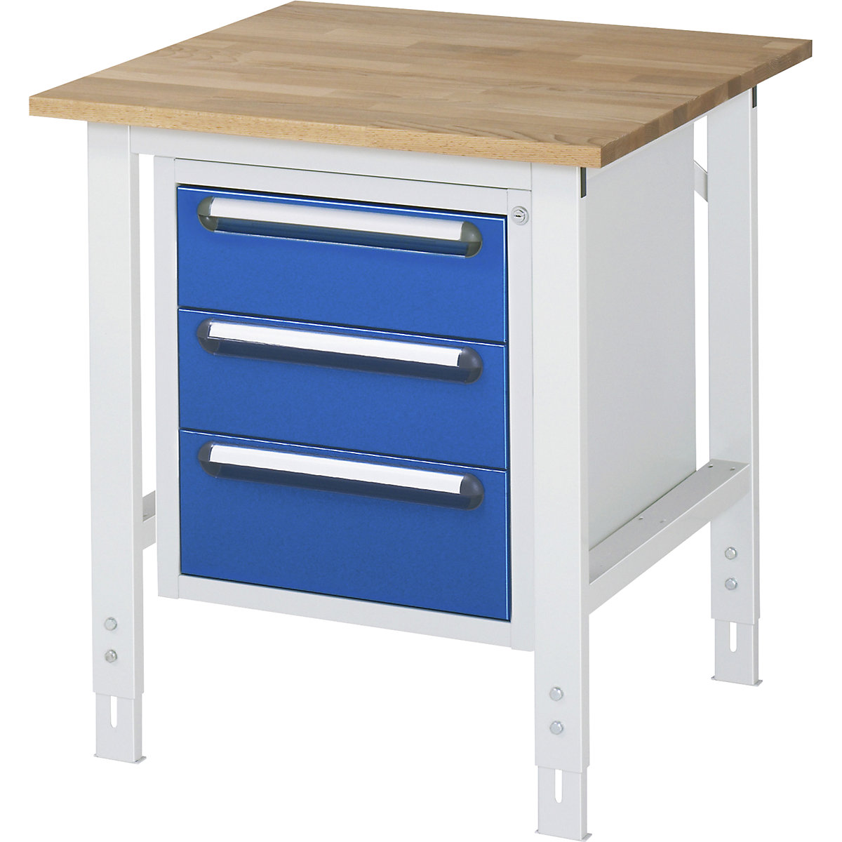 Masă de lucru cu dulap cu sertare, casetieră cu cadru, cu 3 sertare 2 x 150, 1 x 180 mm, lăț. x ad. 750 x 800 mm, blat F, grosime 25 mm-0