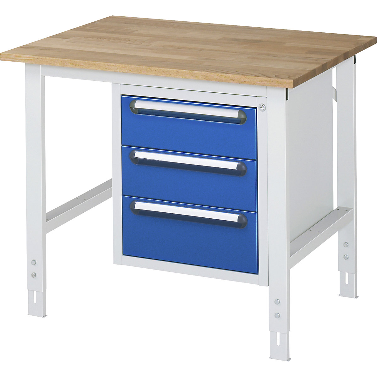 Masă de lucru cu dulap cu sertare, casetieră cu cadru, cu 3 sertare 2 x 150, 1 x 180 mm, lăț. x ad. 1000 x 800 mm, blat F, grosime 25 mm-0