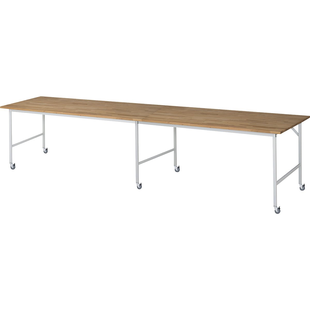 Masă de lucru, mobilă, blat din lemn masiv de fag, grosime 25 mm, 30 x 30 mm, lăț. x ad. x î. 4000 x 1000 x 900 mm-0