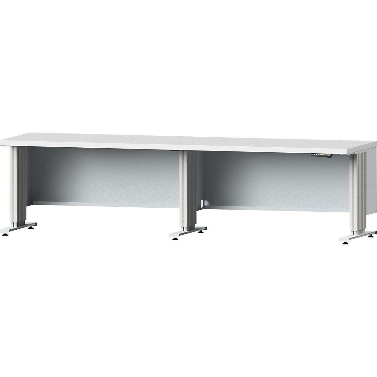Banc de lucru reglabil electric pe înălțime – ANKE, adâncime blat 800 mm, blat cu strat din plastic, lățime 2800 mm-0