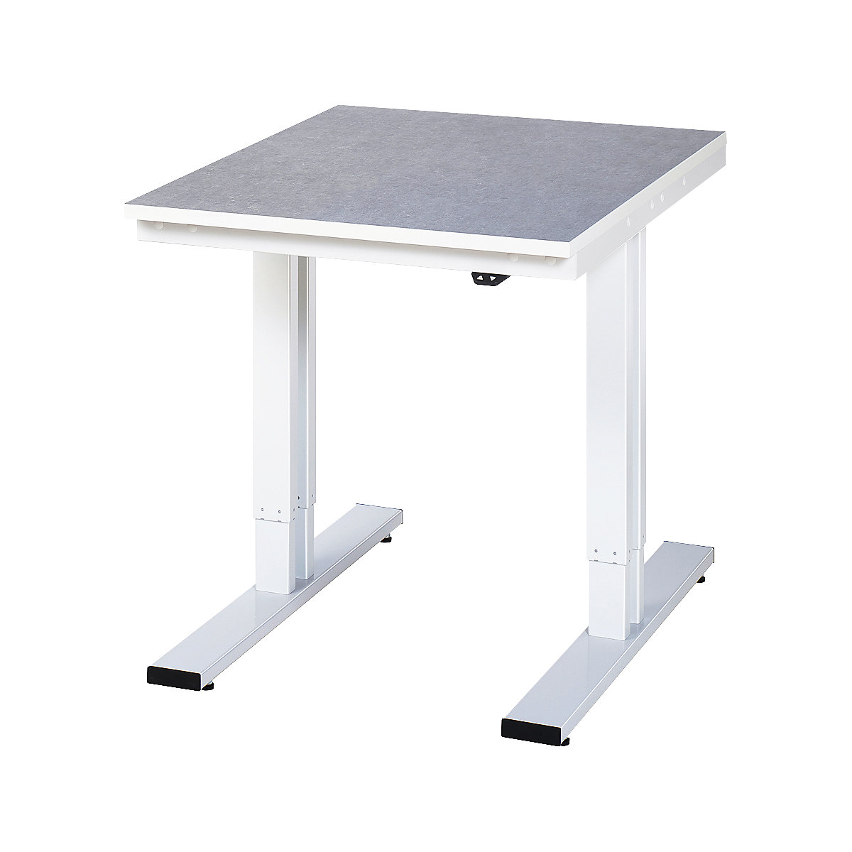 Masă de lucru reglabilă electric pe înălțime – capacitate portantă 300 kg – RAU, înălțime 720 – 1120 mm, blat din linoleum, lăț. x ad. 750 x 1000 mm-0