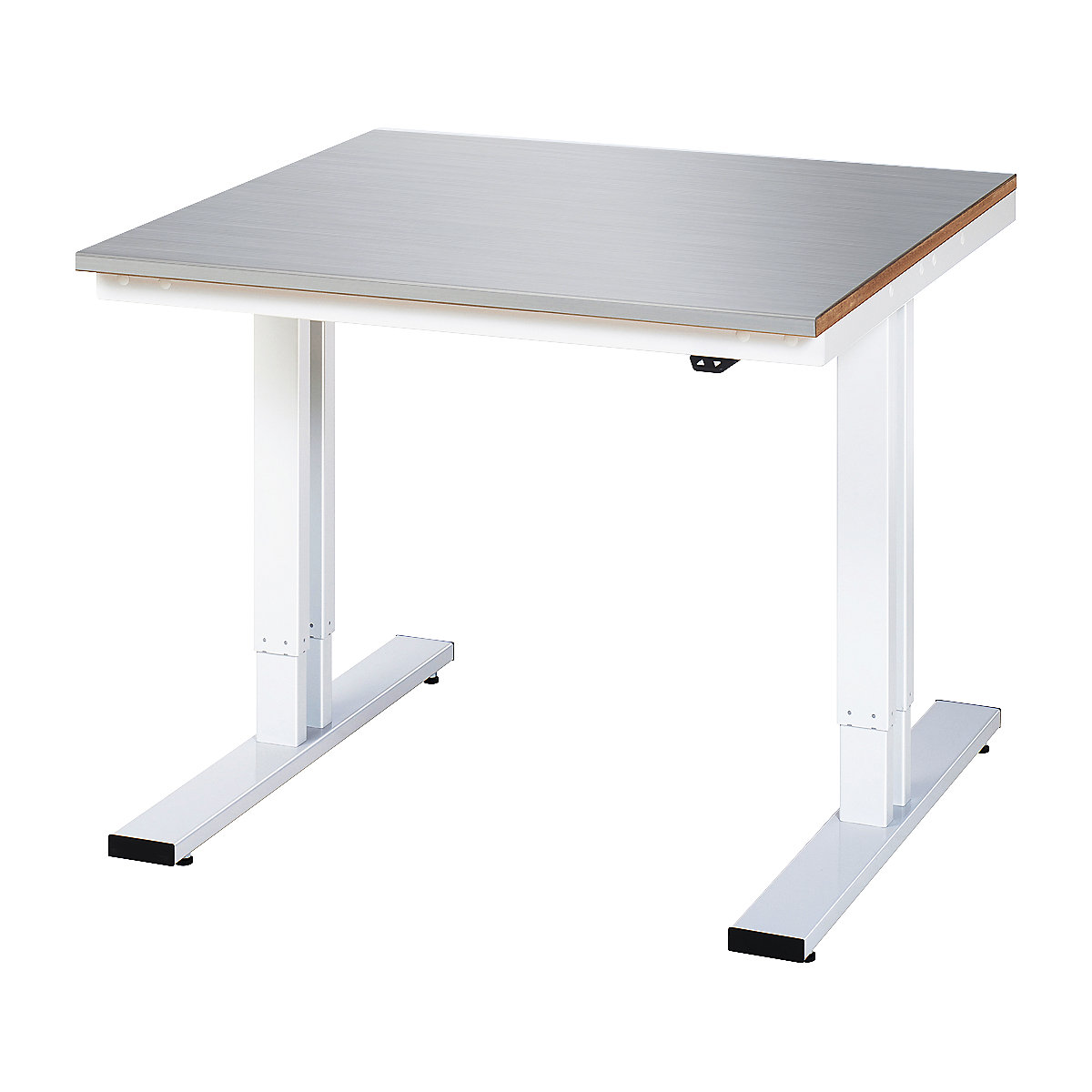 Masă de lucru reglabilă electric pe înălțime – capacitate portantă 300 kg – RAU, înălțime 720 – 1120 mm, blat din inox, lăț. x ad. 1000 x 1000 mm-0