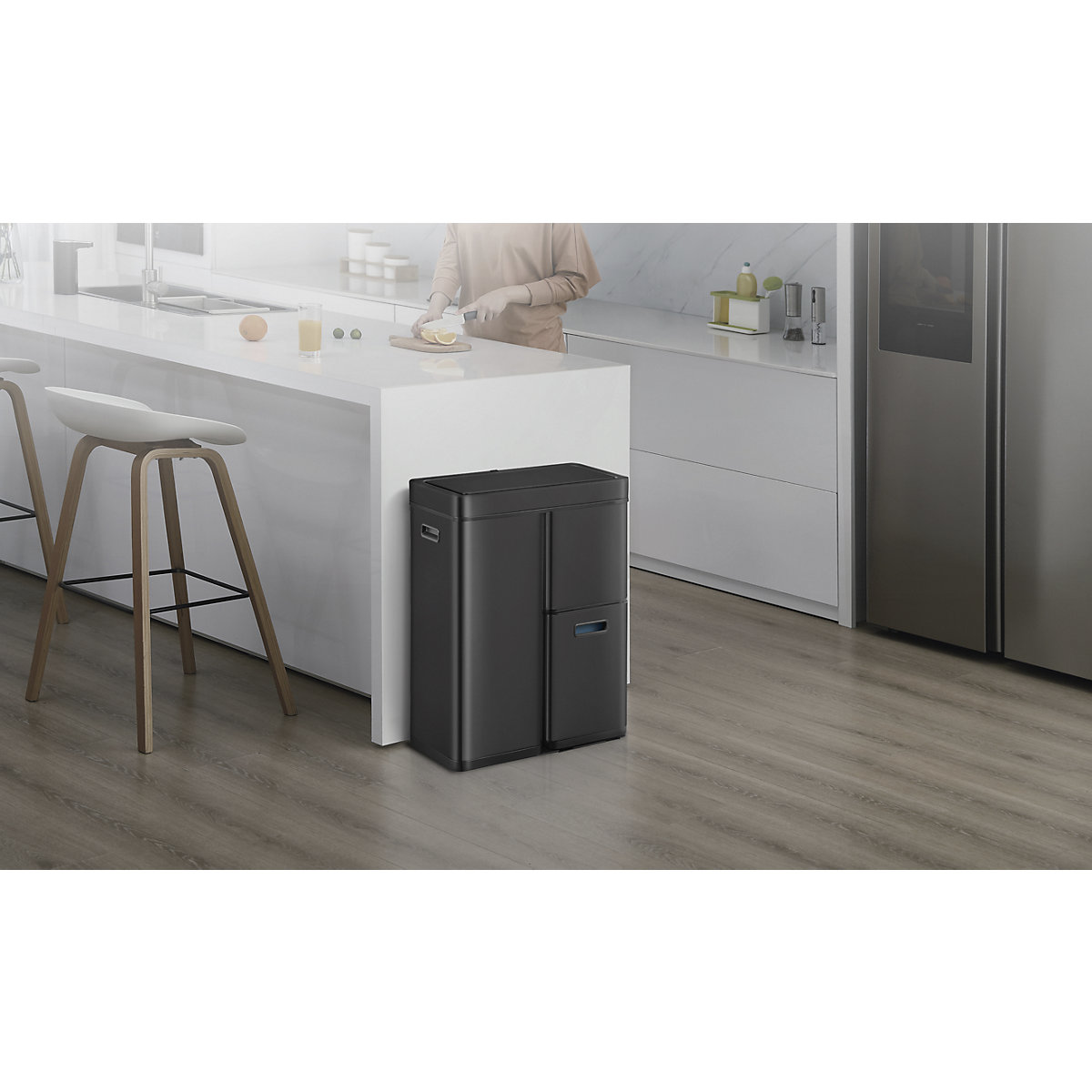 Afvalbak met sensor, roestvast staal – EKO (Productafbeelding 2)-1