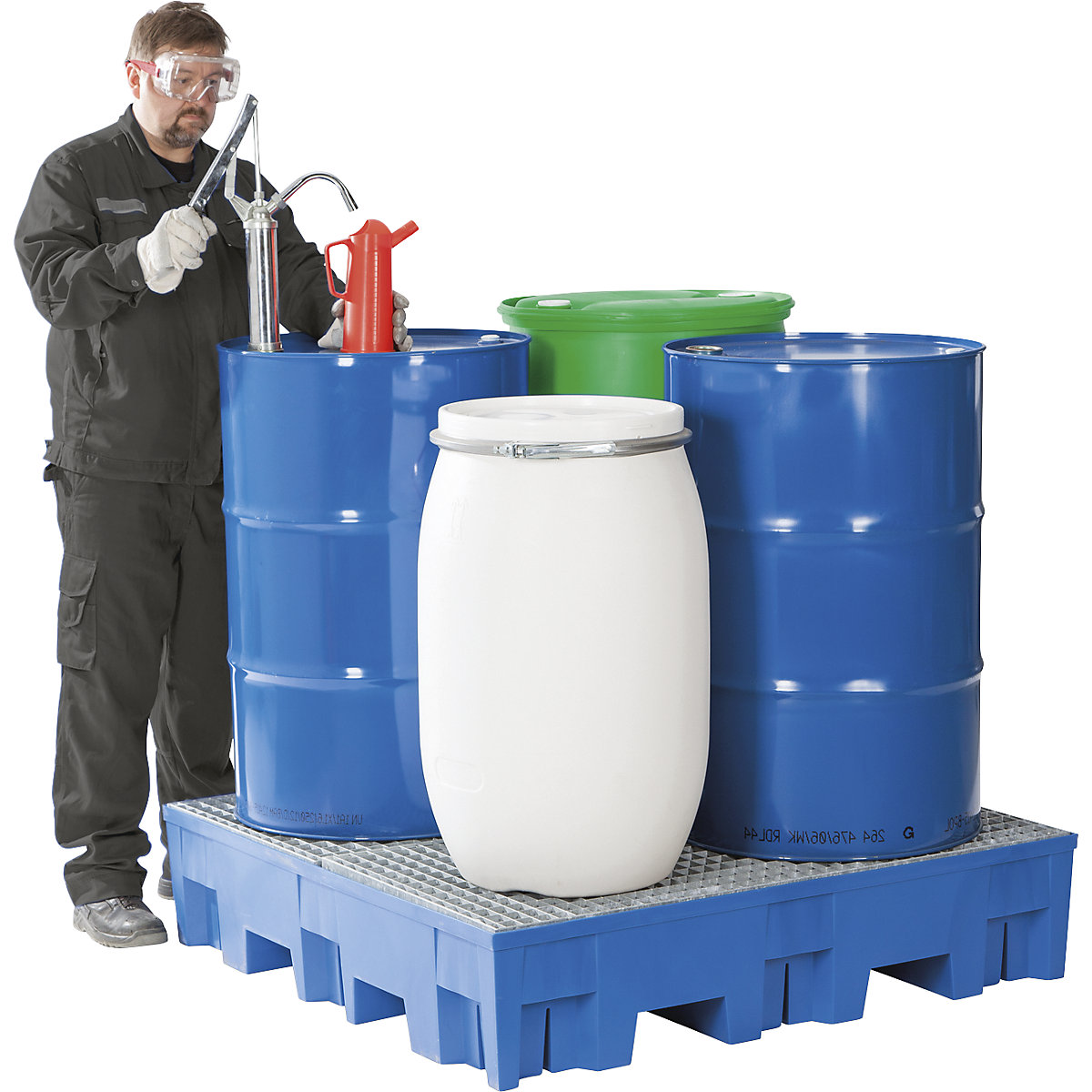 PE-opvangbak voor 4 vaten van 200 l – asecos (Productafbeelding 4)-3