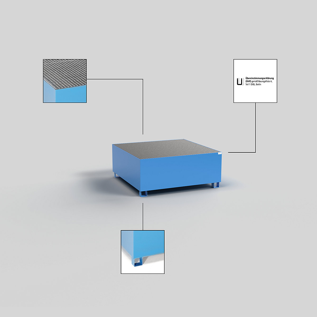Stalen opvangbak voor tankcontainers IBC/KTC – eurokraft basic (Productafbeelding 9)-8