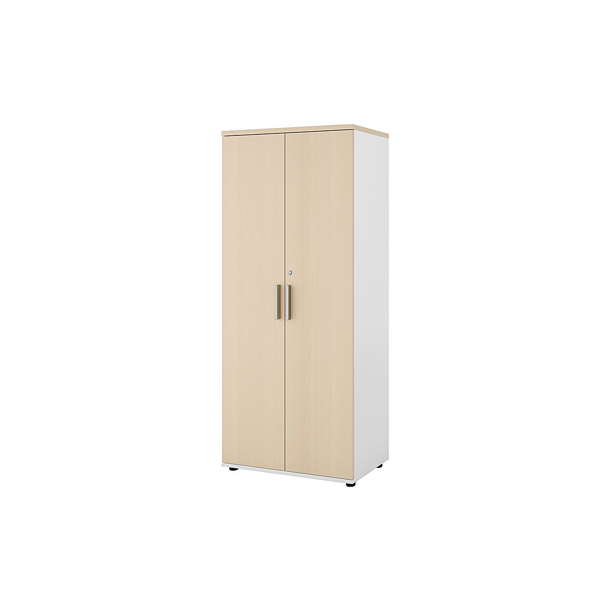 Armário Portland, LxP 800 x 420 mm, A 1845 mm, altura da porta 1770 mm, branco escovado/bétula-0
