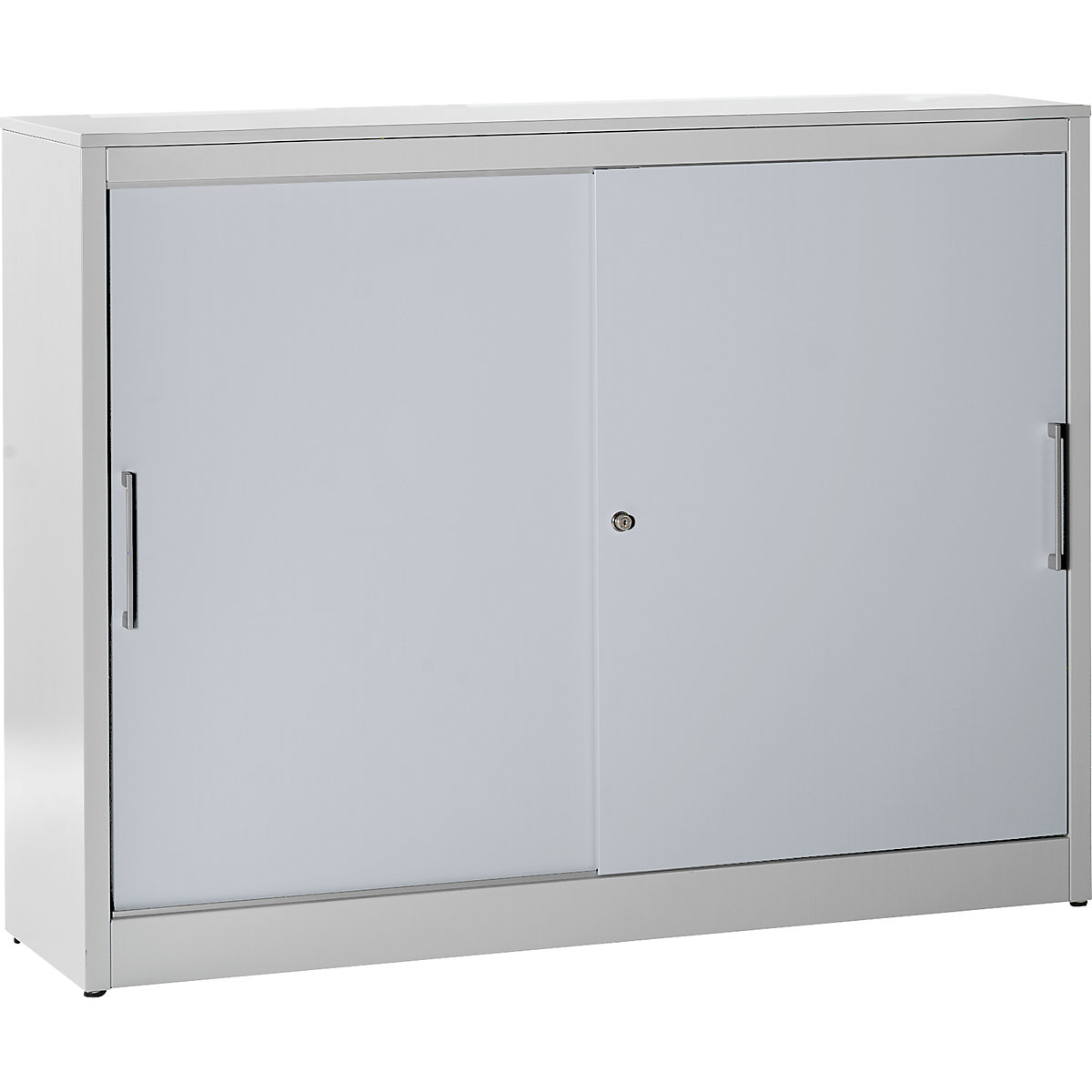 Armário com portas de correr – mauser, sideboard, 4 prateleiras, separador central, AxLxP 1240 x 1600 x 420 mm, cinzento claro / cinza alumínio-0
