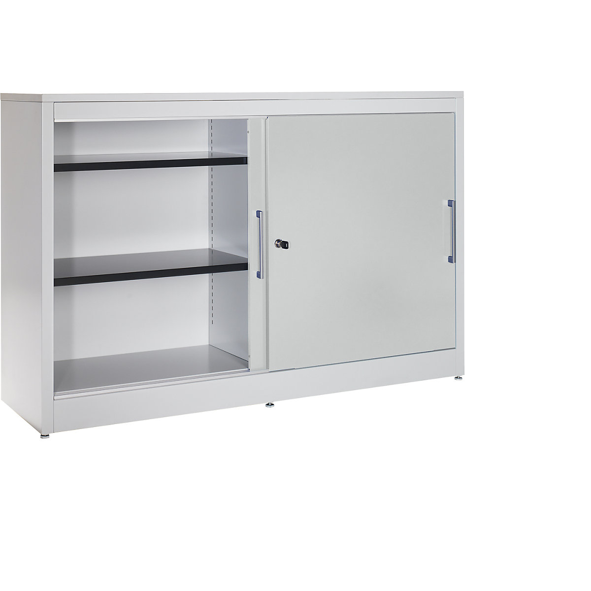 Armário com portas de correr – mauser, sideboard, 4 prateleiras, separador central, AxLxP 1040 x 1600 x 420 mm, cinzento claro-0