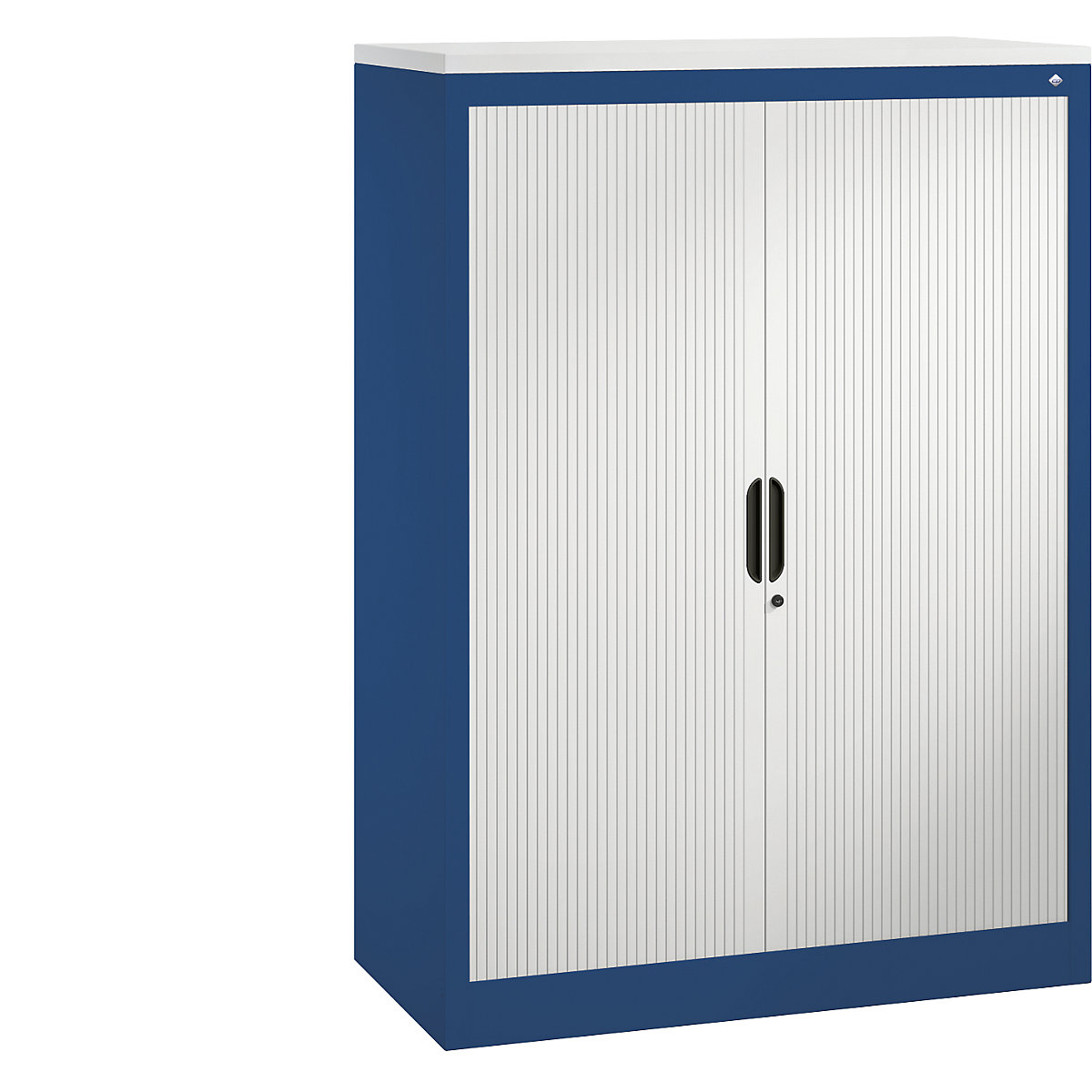 Armário de persianas com persiana horizontal – C+P, AxLxP 1345 x 1000 x 420 mm, 3 prateleiras, 3,5 alturas de pastas, azul genciana / cinzento claro-0