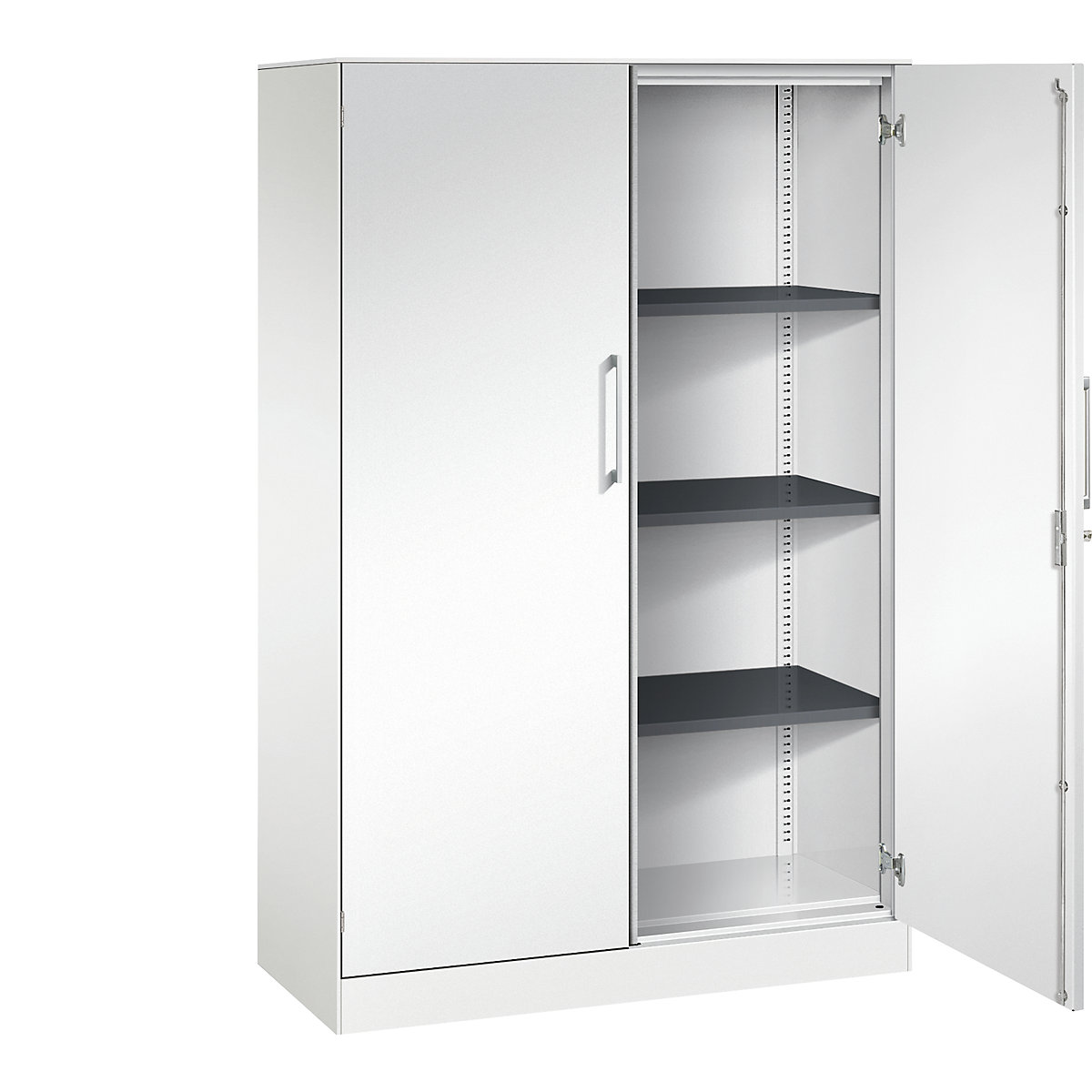 Armário de portas de batente ASISTO, altura 1617 mm – C+P, largura 1000 mm, 3 prateleiras, branco trânsito/branco trânsito-0