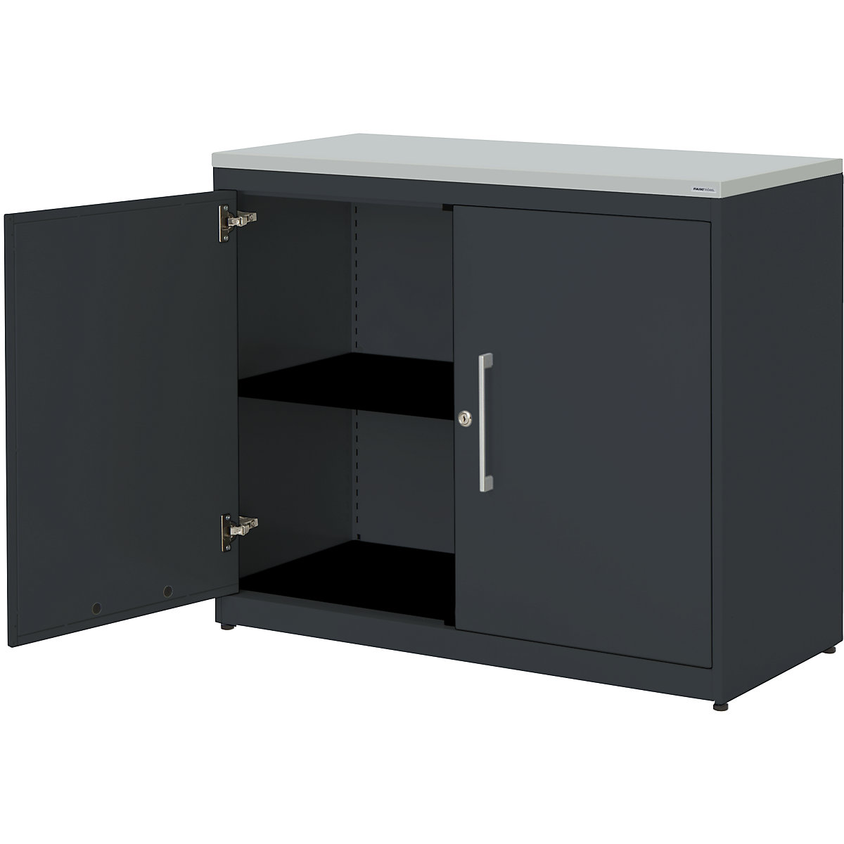 Armário de portas de batente – mauser, AxL 830 x 1000 mm, placa em plástico, 1 prateleira, cinzento antracite/cinzento antracite/cinzento claro-0