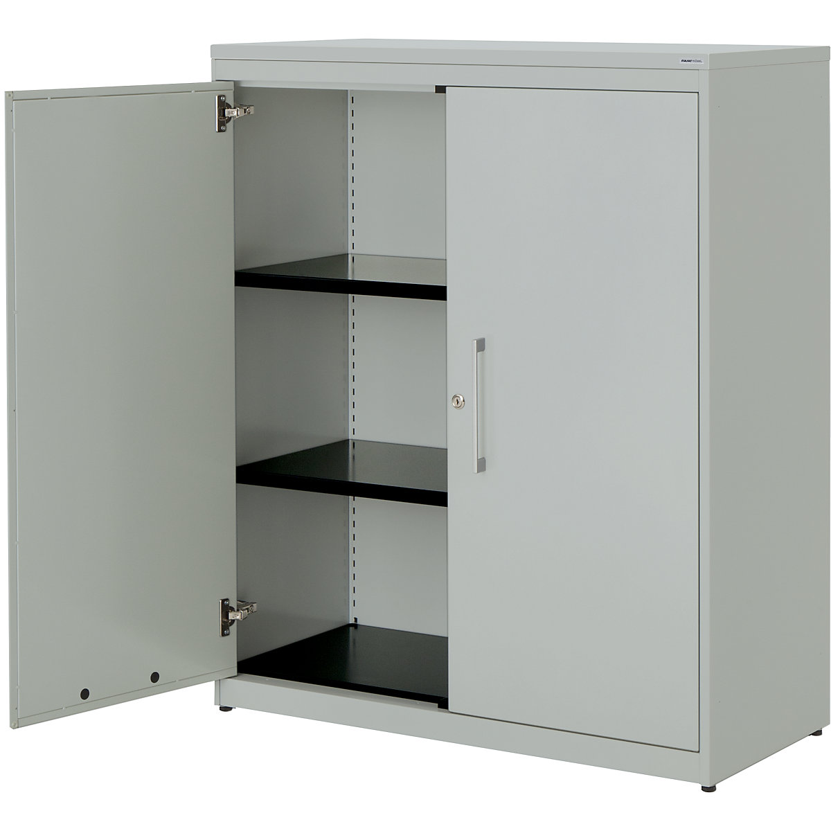 Armário de portas de batente – mauser, AxL 1180 x 1000 mm, placa em plástico, 2 prateleiras, cinzento claro/cinzento claro/cinzento claro-0