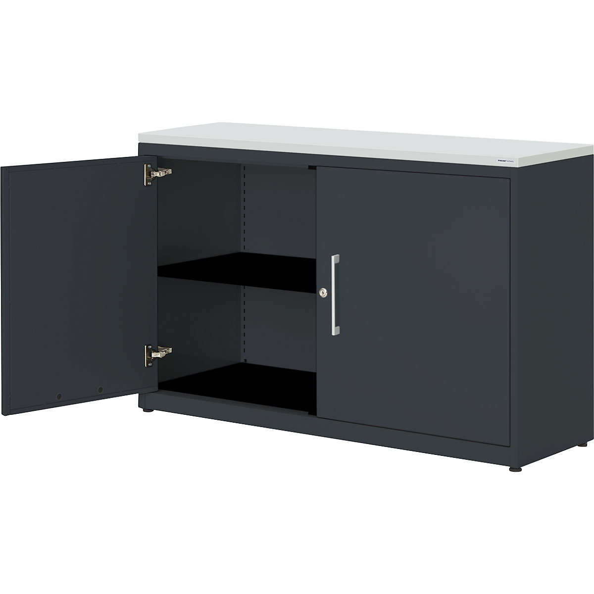 Armário de portas de batente – mauser, AxL 830 x 1200 mm, placa em plástico, 1 prateleira, cinzento antracite/cinzento antracite/cinzento claro-0