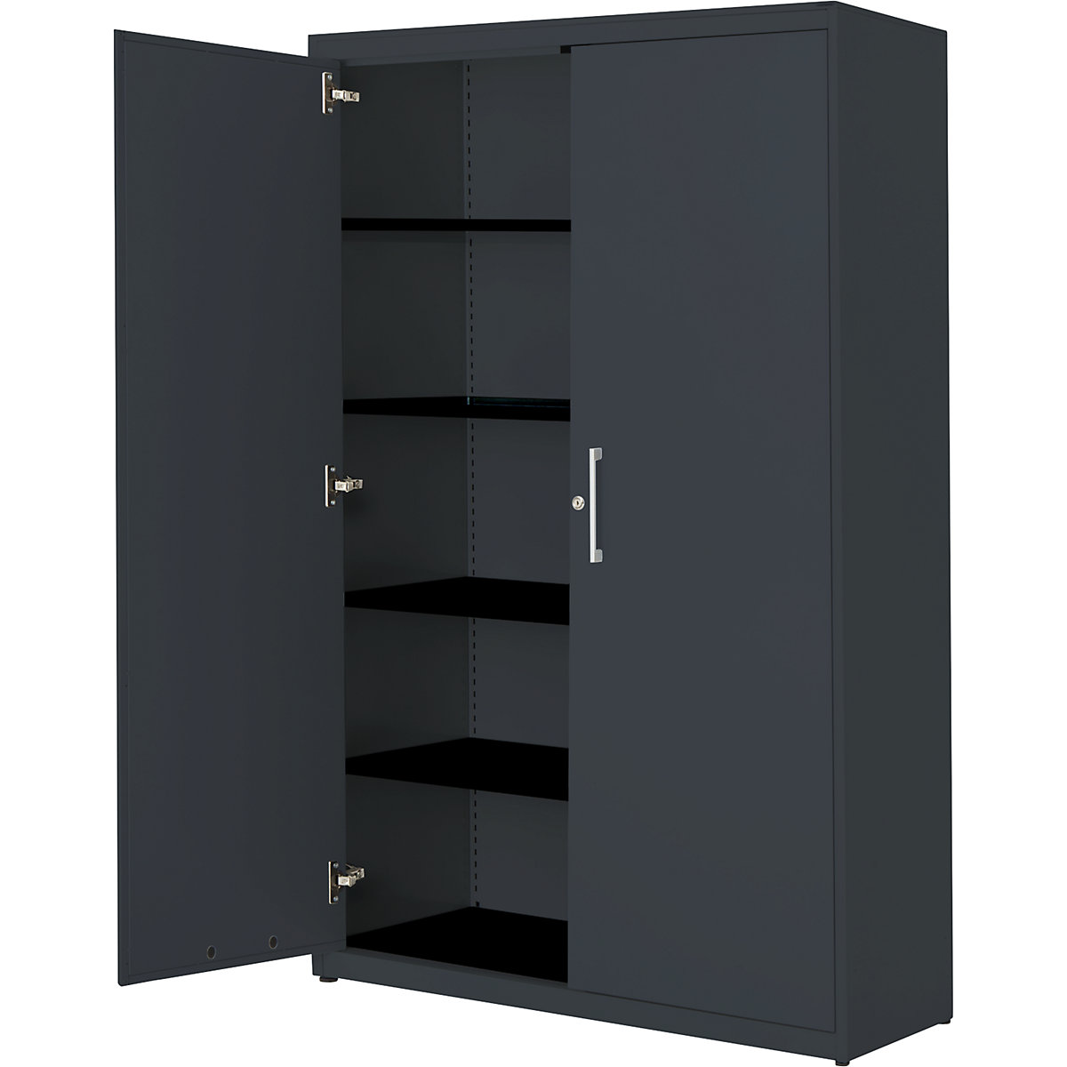 Armário de portas de batente – mauser, AxL 1956 x 1200 mm, placa em aço, 4 prateleiras, cinzento antracite/cinzento antracite/cinzento antracite-0