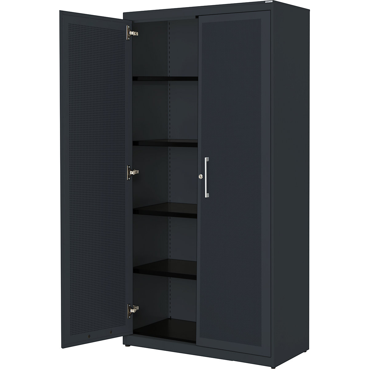 Armário de portas de batente, silencioso – mauser, AxLxP 1956 x 1000 x 432 mm, 4 prateleiras, cinzento antracite/cinzento antracite-0