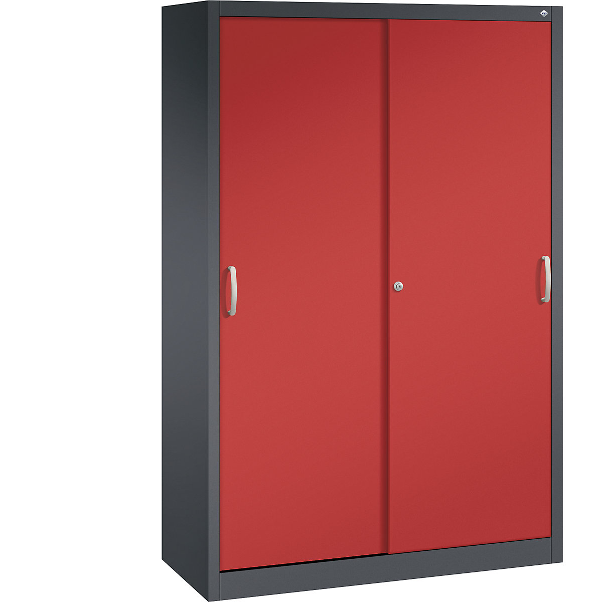 Armário de portas de correr ACURADO – C+P, 4 prateleiras, AxLxP 1950 x 1200 x 500 mm, preto acinzentado/vermelho fogo-0