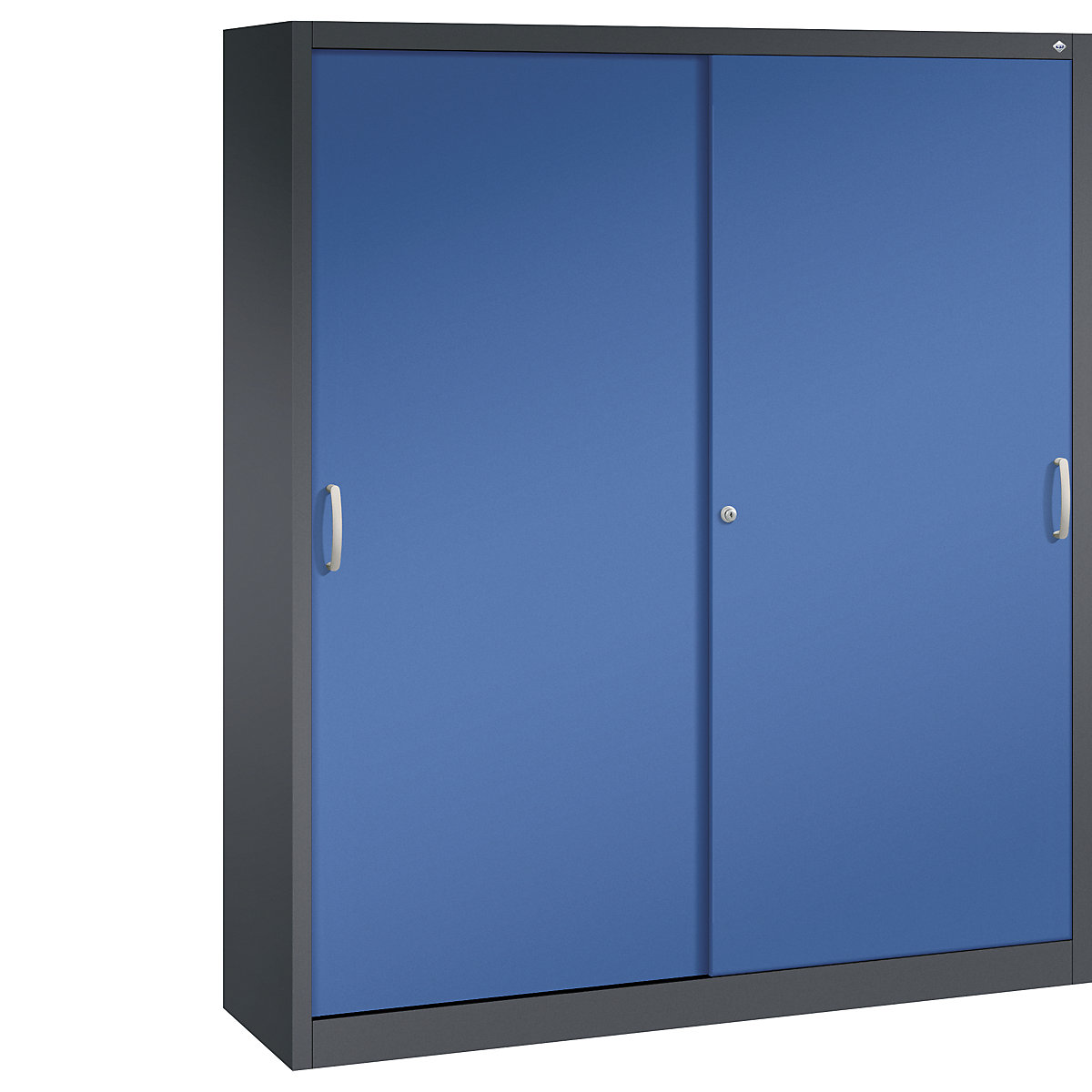 Armário de portas de correr ACURADO – C+P, 8 prateleiras, AxLxP 1950 x 1600 x 400 mm, preto acinzentado/azul genciana-0