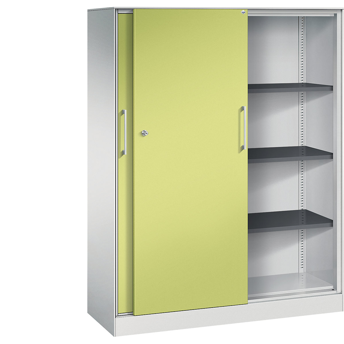 Armário de portas de correr ASISTO, altura 1617 mm – C+P, largura 1200 mm, cinzento claro/verde viridian-0