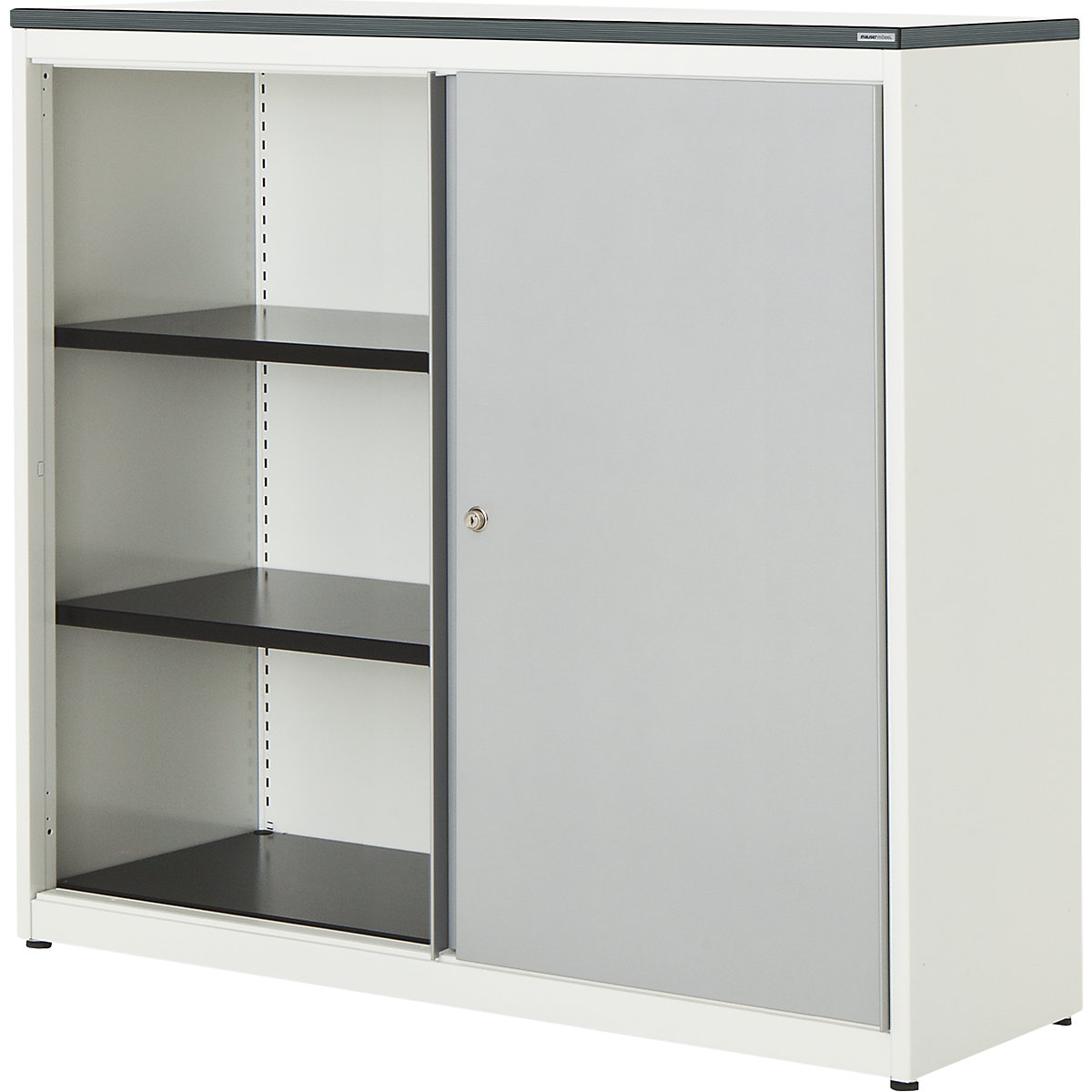 Armário de portas de correr – mauser, AxLxP 1180 x 1200 x 432 mm, placa em plástico, 2 prateleiras, branco puro/cinza alumínio/branco-0