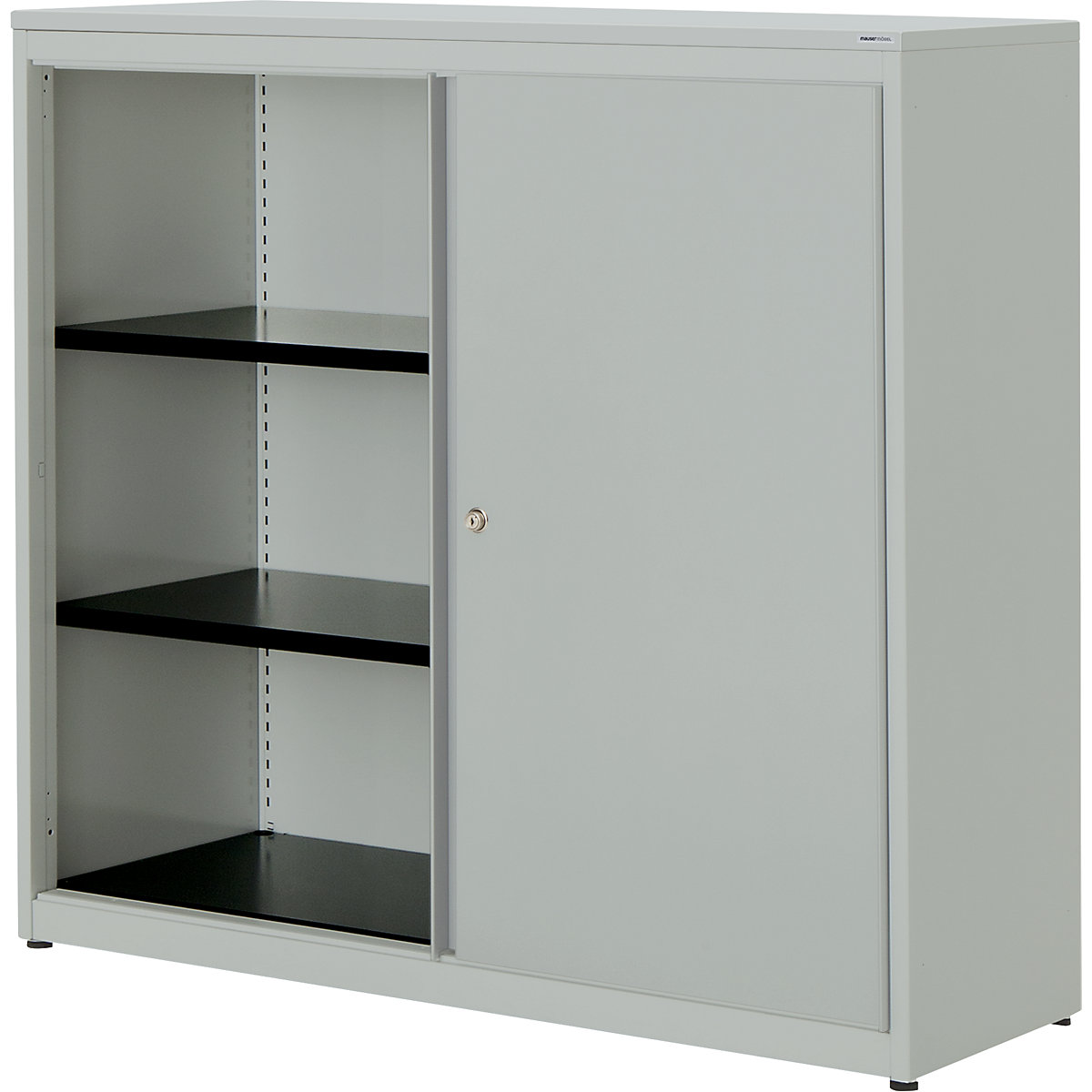 Armário de portas de correr – mauser, AxLxP 1180 x 1200 x 432 mm, placa em plástico, 2 prateleiras, cinzento claro/cinzento claro/cinzento claro-0