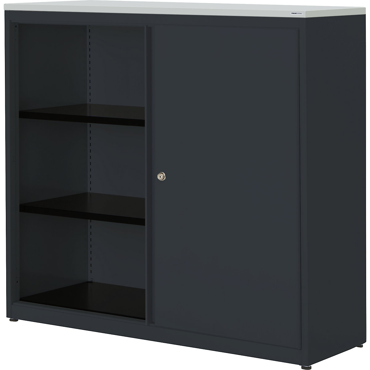 Armário de portas de correr – mauser, AxLxP 1180 x 1200 x 432 mm, placa em plástico, 2 prateleiras, cinzento antracite/cinzento antracite/cinzento claro-0