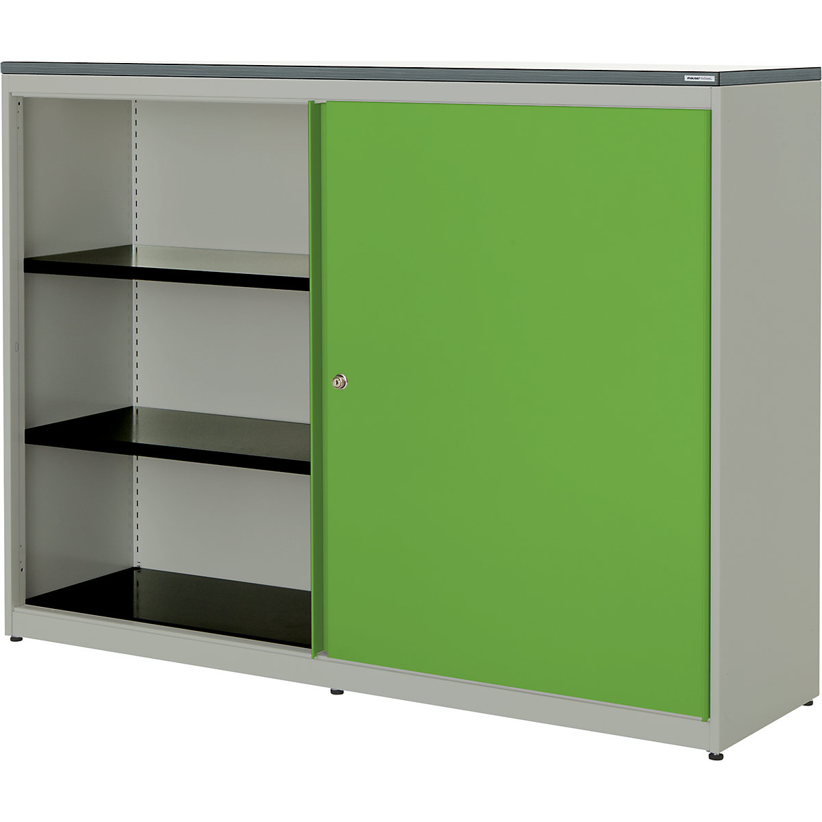 Armário de portas de correr – mauser, AxLxP 1180 x 1600 x 432 mm, placa em plástico, 2 x 2 prateleiras, cinza alumínio/verde amarelado/branco-0