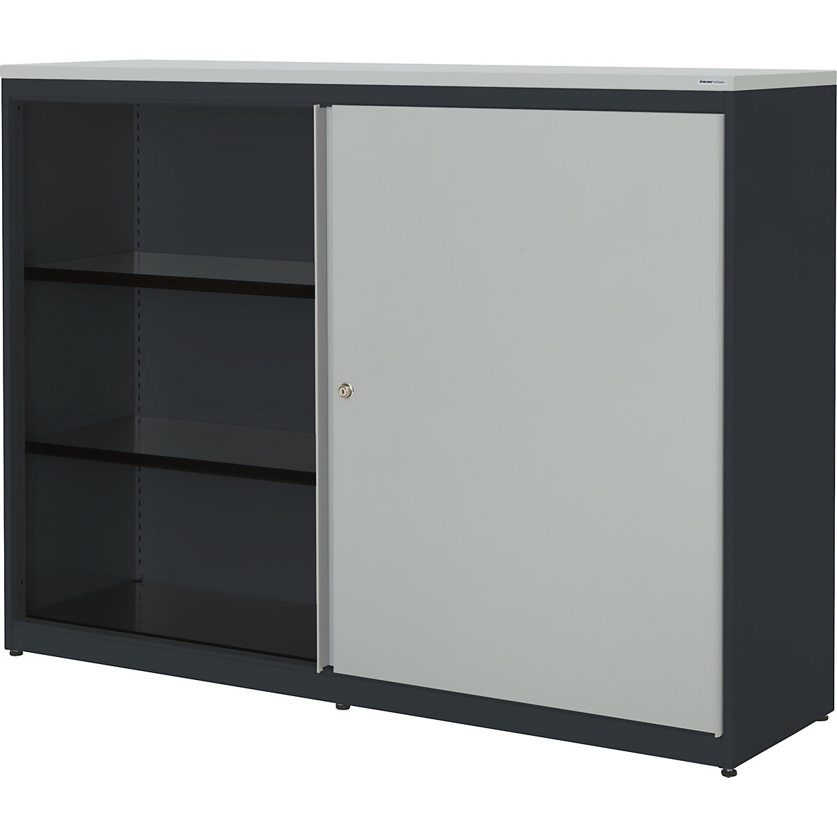 Armário de portas de correr – mauser, AxLxP 1180 x 1600 x 432 mm, placa em plástico, 2 x 2 prateleiras, cinzento antracite/cinzento claro/cinzento claro-0