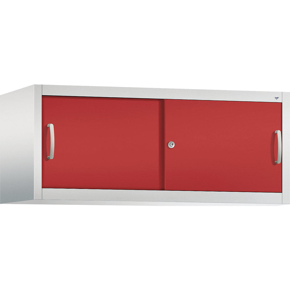 Armário de sobrepor ACURADO com portas de correr – C+P, AxLxP 500 x 1200 x 500 mm, cinzento claro/vermelho fogo-0