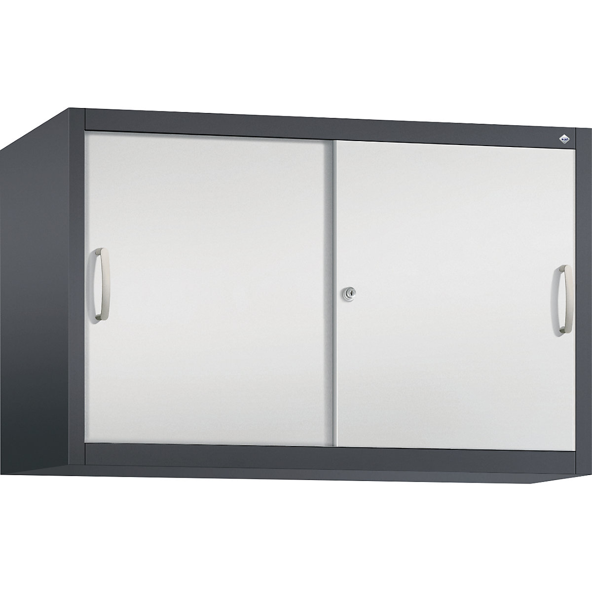 Armário de sobrepor ACURADO com portas de correr – C+P, 1 prateleira, AxLxP 790 x 1200 x 500 mm, preto acinzentado/cinzento claro-0