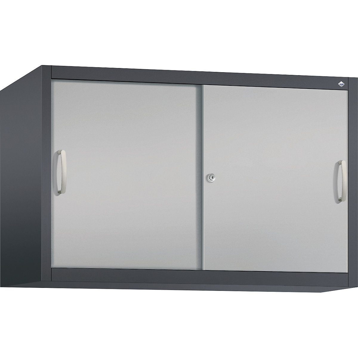 Armário de sobrepor ACURADO com portas de correr – C+P, 1 prateleira, AxLxP 790 x 1200 x 500 mm, preto acinzentado/cinza alumínio-0