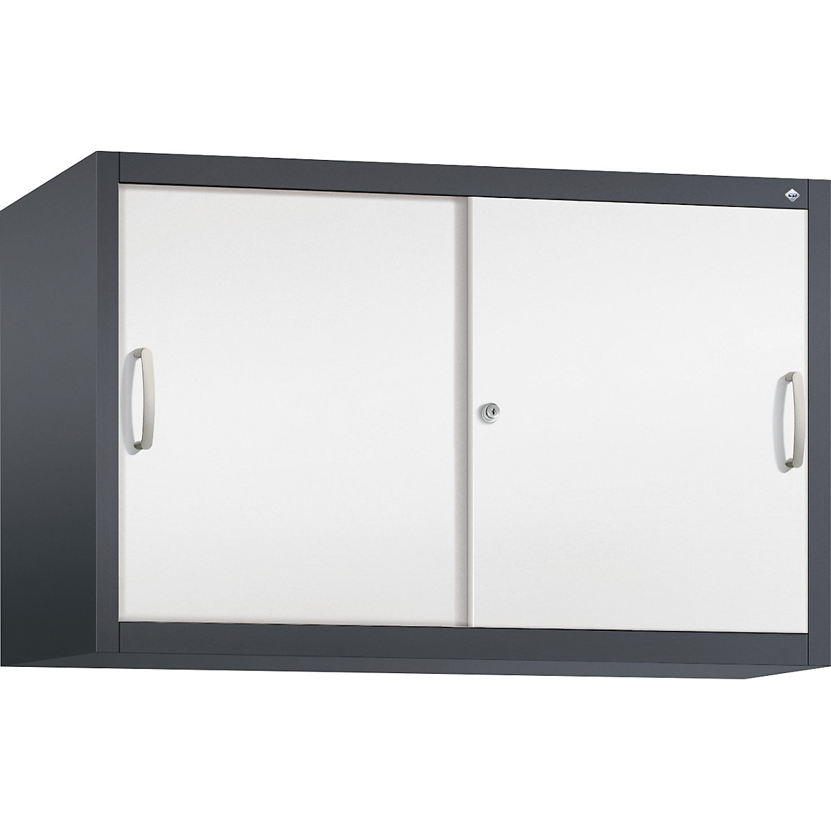 Armário de sobrepor ACURADO com portas de correr – C+P, 1 prateleira, AxLxP 790 x 1200 x 500 mm, preto acinzentado/branco trânsito-0