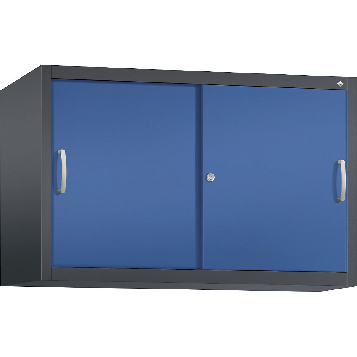 Armário de sobrepor ACURADO com portas de correr – C+P, 1 prateleira, AxLxP 790 x 1200 x 500 mm, preto acinzentado/azul genciana-0