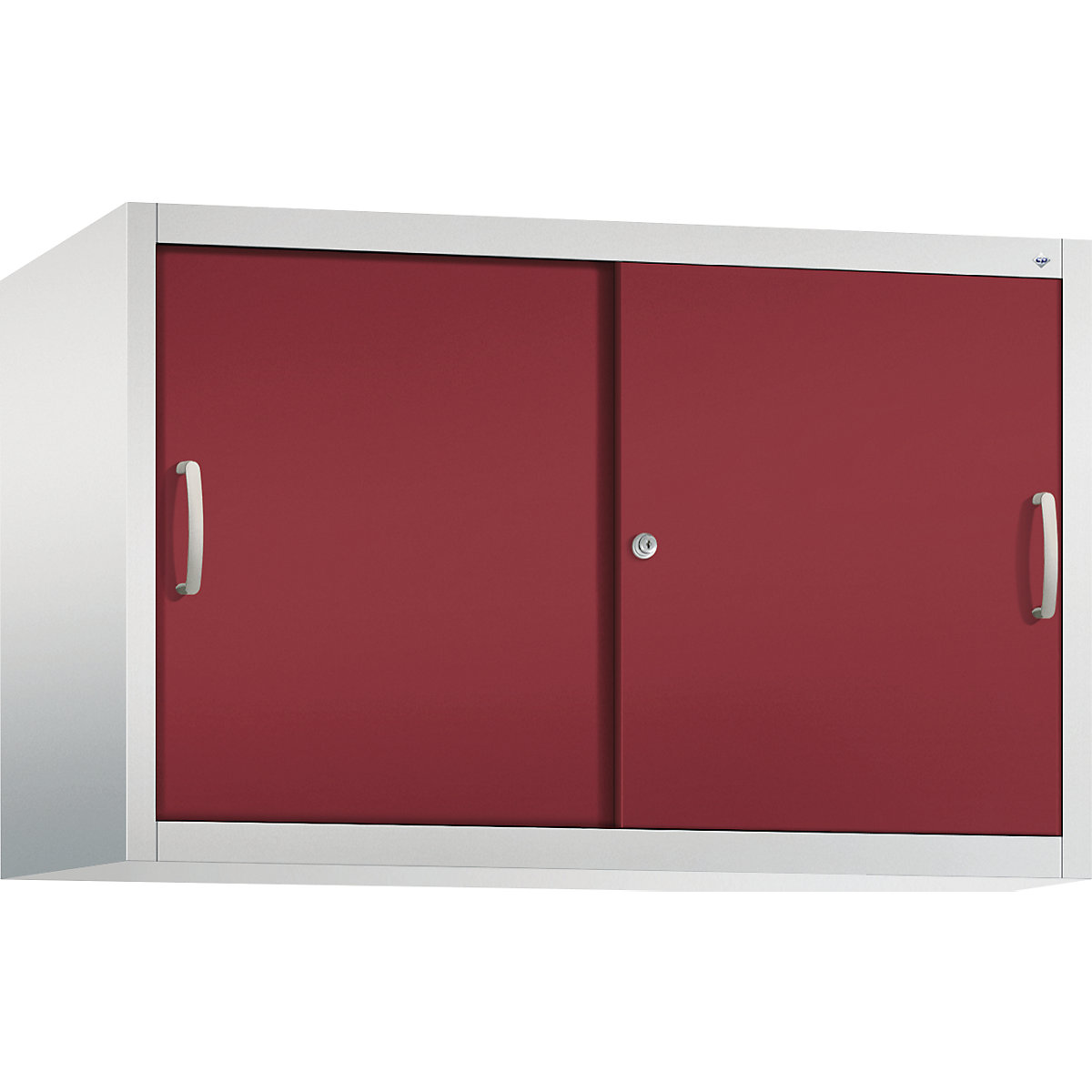 Armário de sobrepor ACURADO com portas de correr – C+P, 1 prateleira, AxLxP 790 x 1200 x 500 mm, cinzento claro/vermelho rubi-0