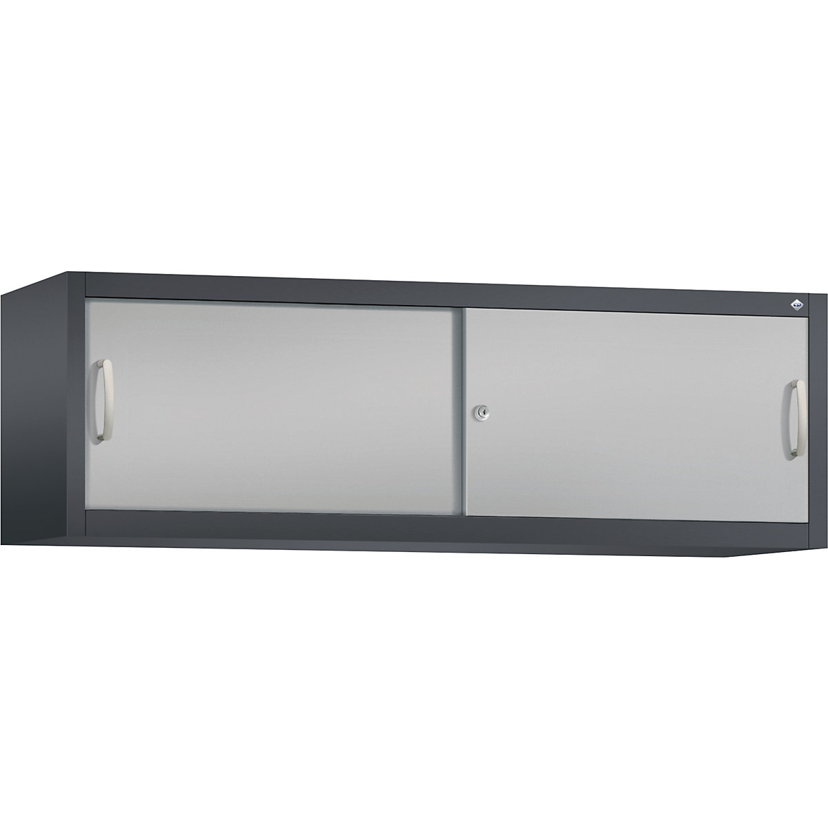 Armário de sobrepor ACURADO com portas de correr – C+P, AxLxP 500 x 1600 x 400 mm, preto acinzentado/cinza alumínio-0