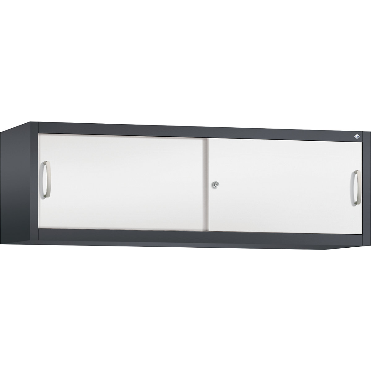 Armário de sobrepor ACURADO com portas de correr – C+P, AxLxP 500 x 1600 x 400 mm, preto acinzentado/branco trânsito-0