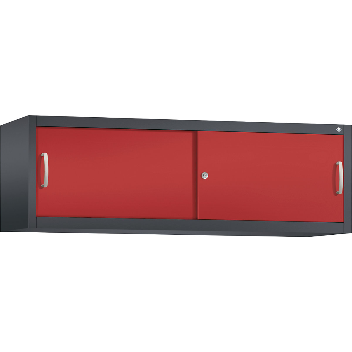 Armário de sobrepor ACURADO com portas de correr – C+P, AxLxP 500 x 1600 x 400 mm, preto acinzentado/vermelho fogo-0