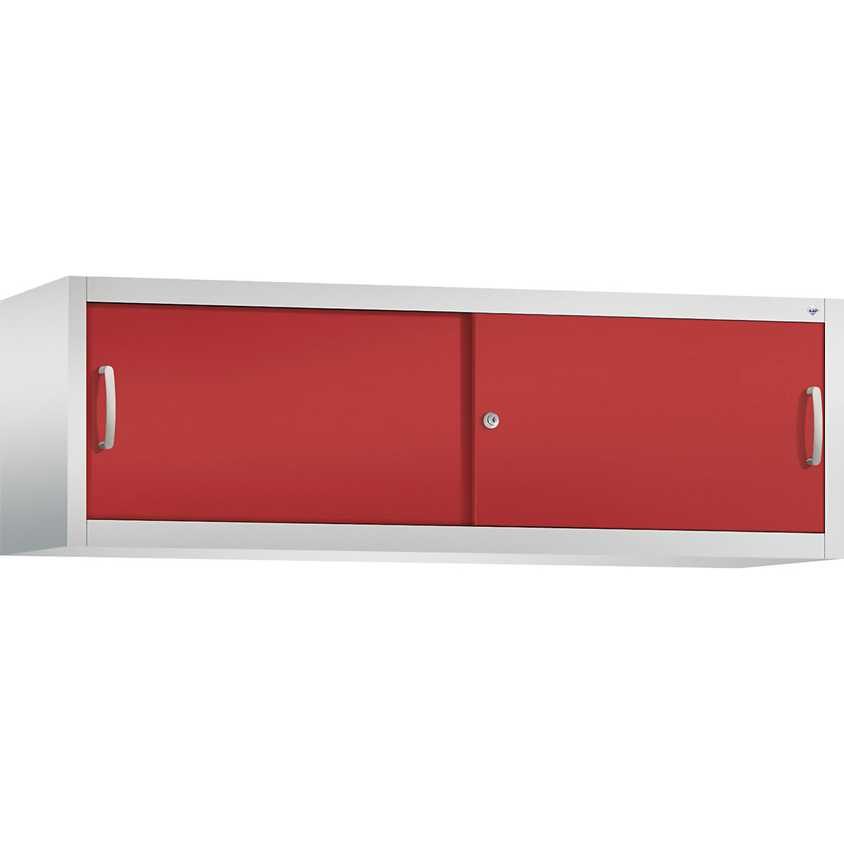 Armário de sobrepor ACURADO com portas de correr – C+P, AxLxP 500 x 1600 x 400 mm, cinzento claro/vermelho fogo-0