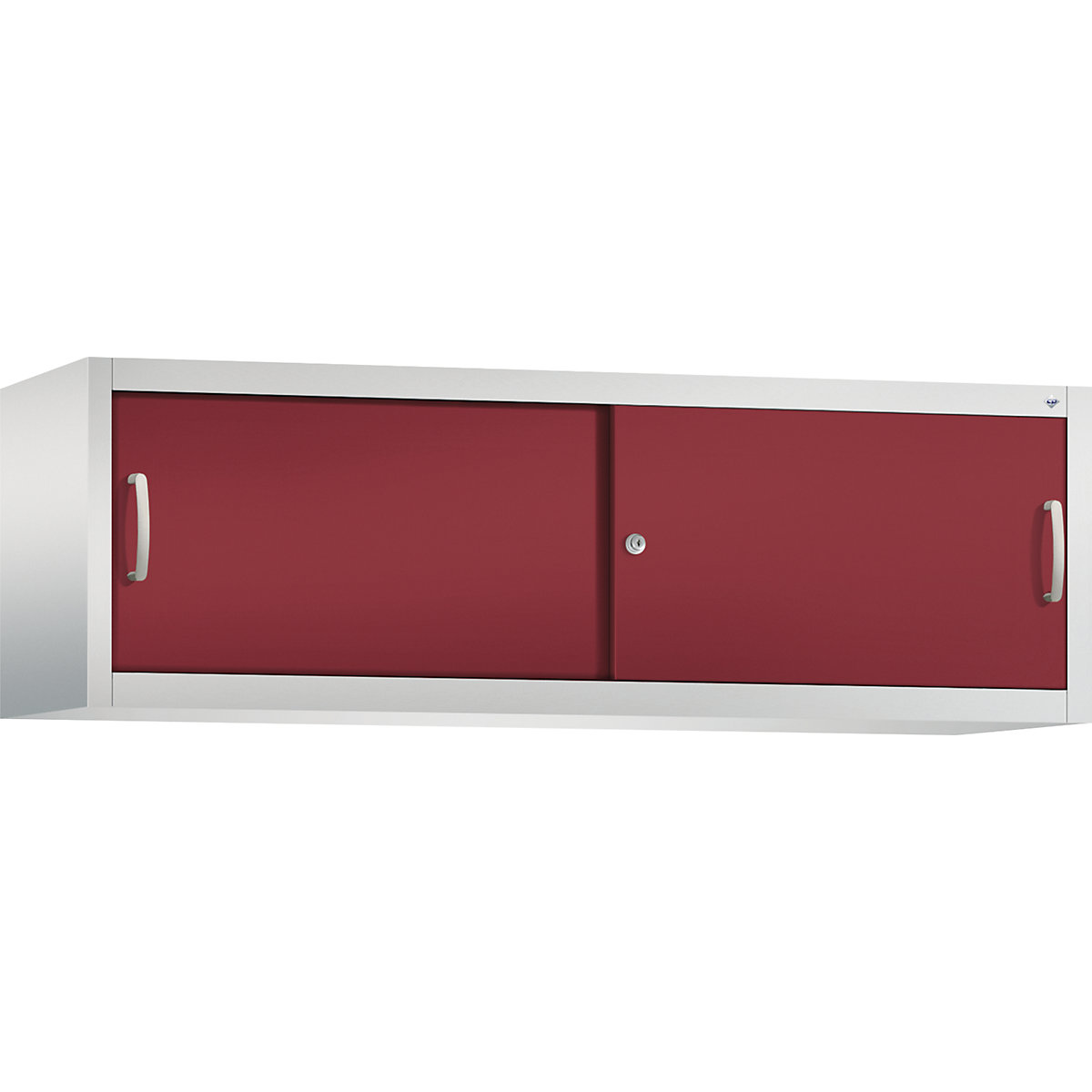 Armário de sobrepor ACURADO com portas de correr – C+P, AxLxP 500 x 1600 x 400 mm, cinzento claro/vermelho rubi-0
