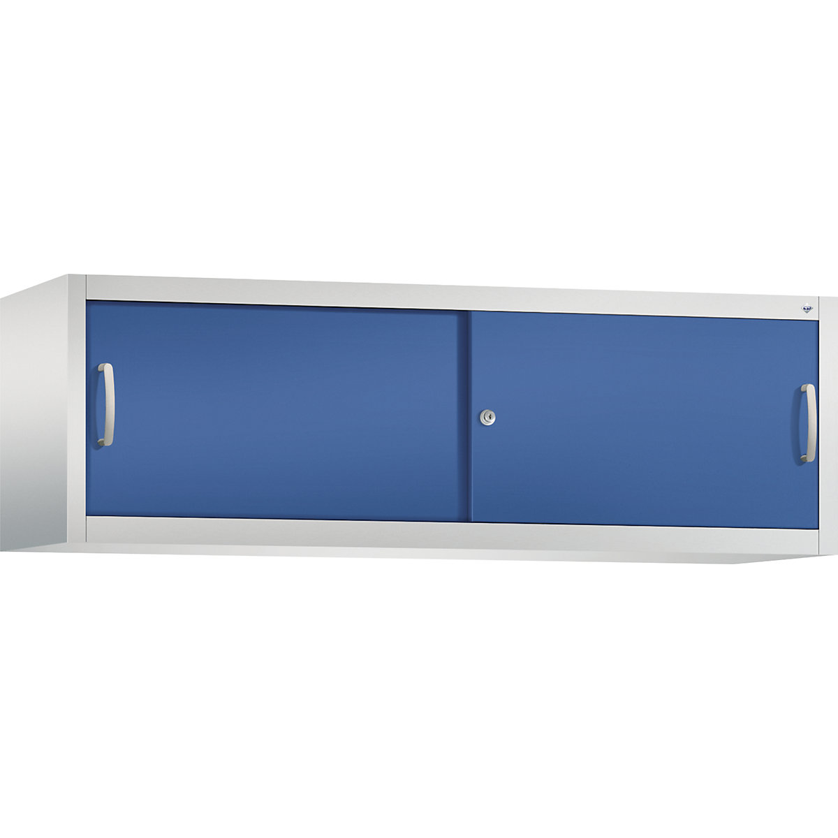 Armário de sobrepor ACURADO com portas de correr – C+P, AxLxP 500 x 1600 x 400 mm, cinzento claro/azul genciana-0