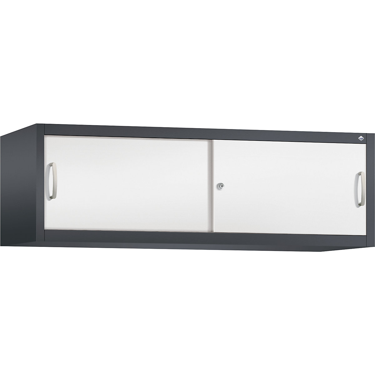 Armário de sobrepor ACURADO com portas de correr – C+P, AxLxP 500 x 1600 x 500 mm, preto acinzentado/branco trânsito-0