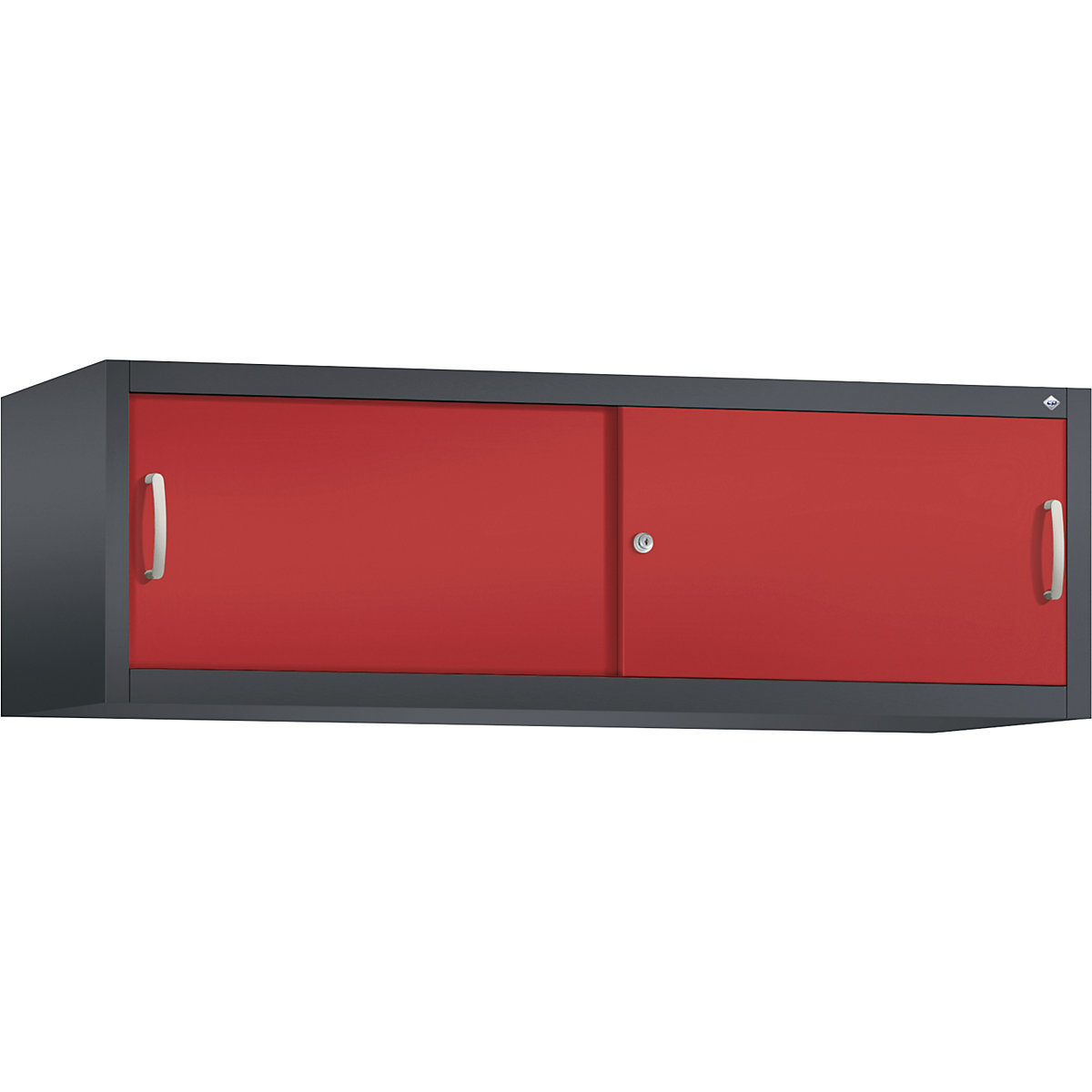 Armário de sobrepor ACURADO com portas de correr – C+P, AxLxP 500 x 1600 x 500 mm, preto acinzentado/vermelho fogo-0