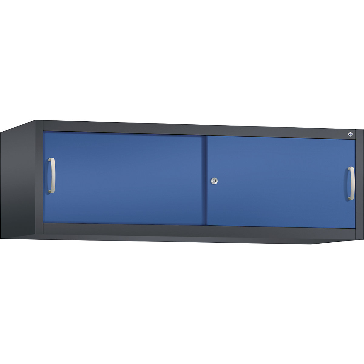 Armário de sobrepor ACURADO com portas de correr – C+P, AxLxP 500 x 1600 x 500 mm, preto acinzentado/azul genciana-0