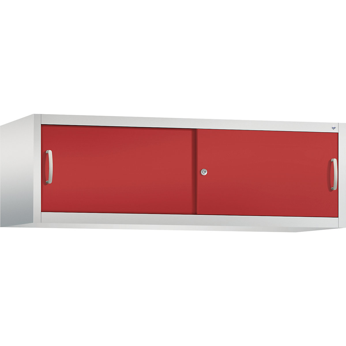Armário de sobrepor ACURADO com portas de correr – C+P, AxLxP 500 x 1600 x 500 mm, cinzento claro/vermelho fogo-0
