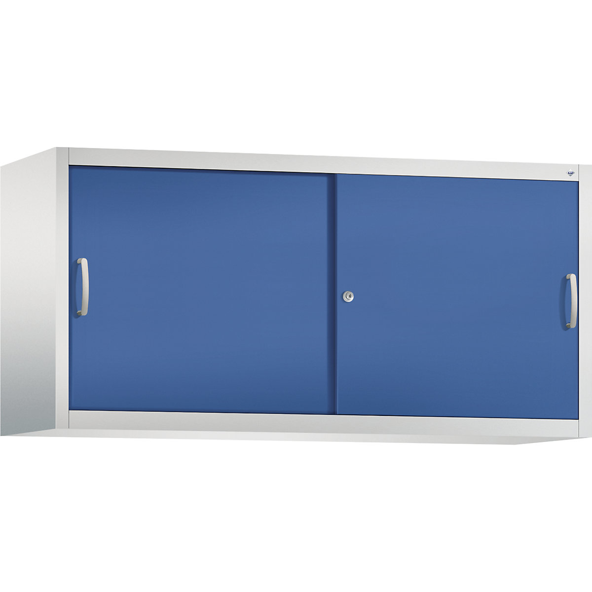 Armário de sobrepor ACURADO com portas de correr – C+P, 2 prateleiras, AxLxP 790 x 1600 x 500 mm, cinzento claro/azul genciana-0