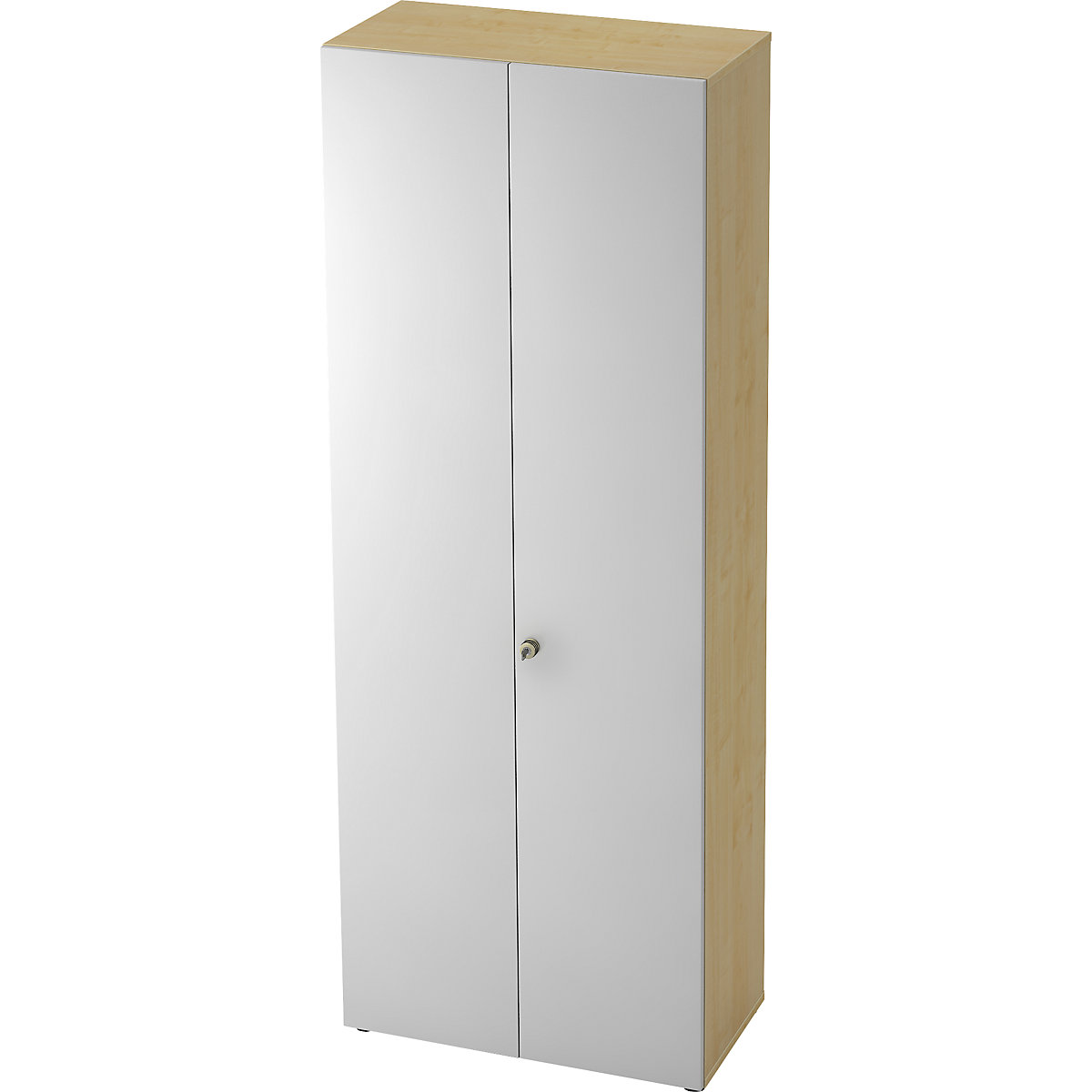Armário de vestiário – eurokraft pro, 2 prateleiras, 1 barra para vestuário, imitação de ácer/cinza alumínio-0