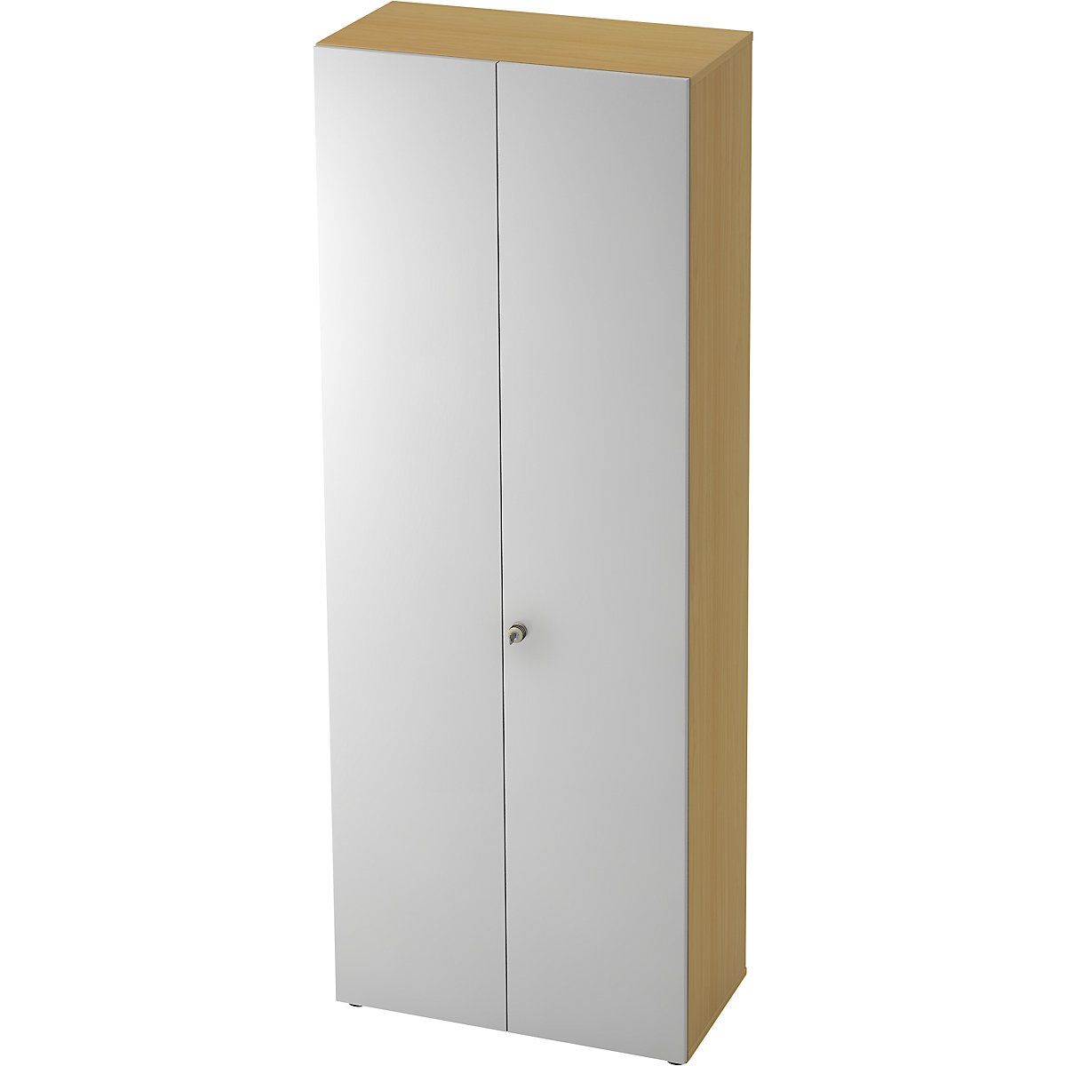 Armário de vestiário – eurokraft pro, 2 prateleiras, 1 barra para vestuário, faia/cinza alumínio-0