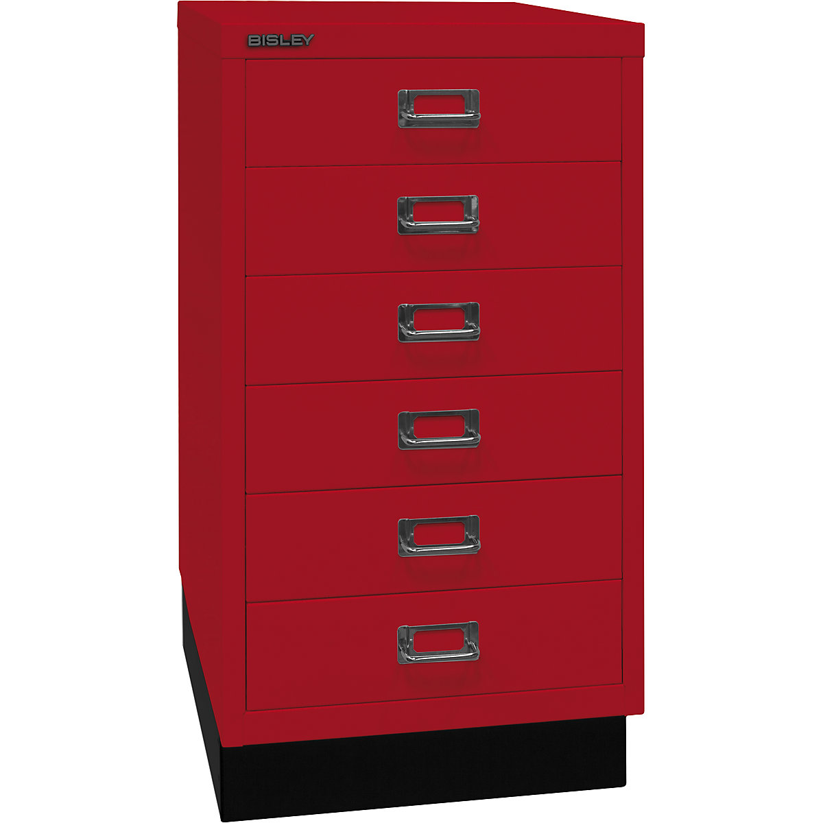Série 39 MultiDrawer™ – BISLEY, com rodapé, A3, 6 gavetas, vermelho cardinal, preto-0