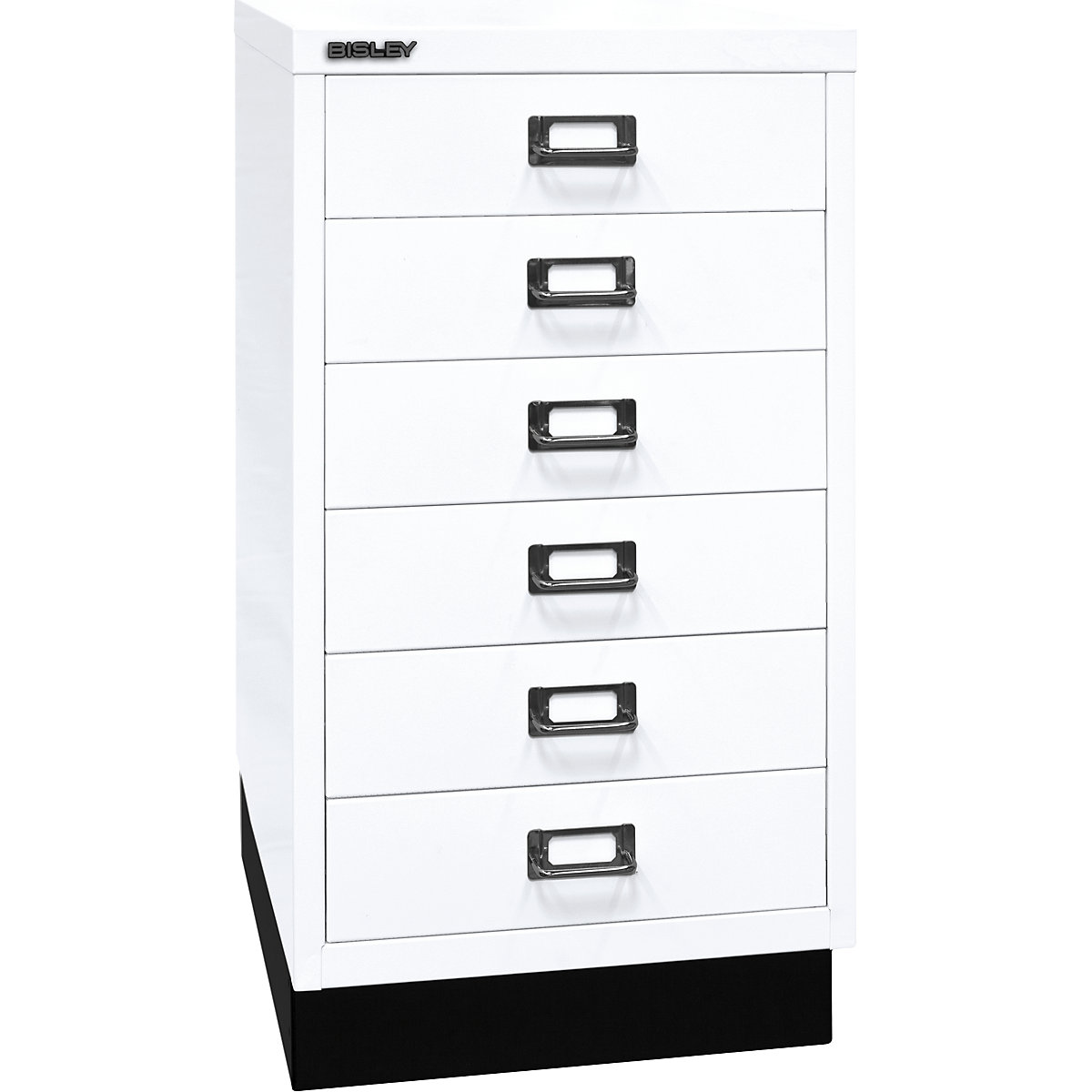 Série 39 MultiDrawer™ – BISLEY, com rodapé, A3, 6 gavetas, branco trânsito, preto-0